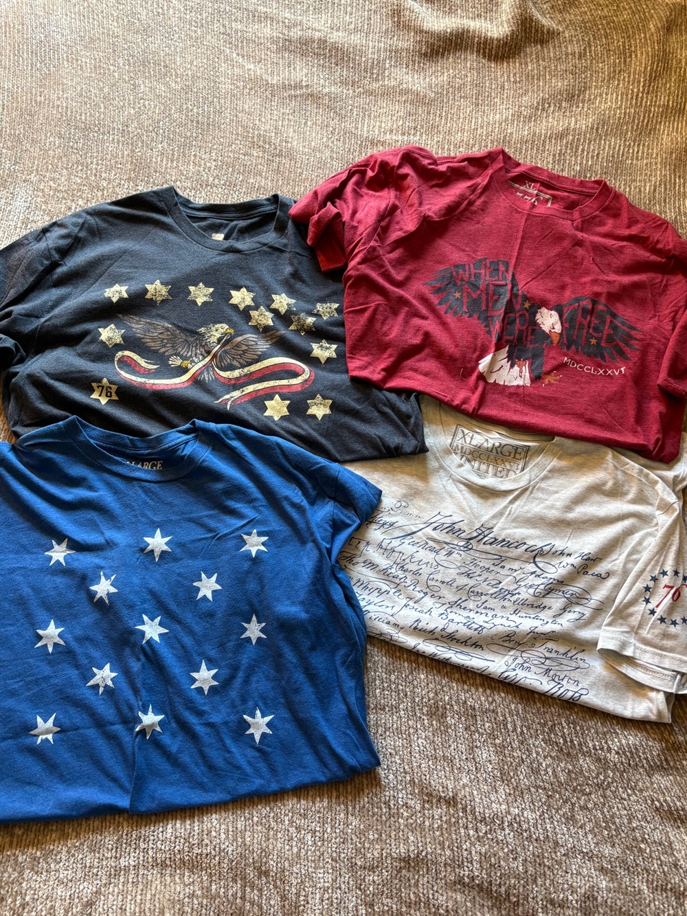 Set of 4 Red White & Blue Patriotic 1776 United Tees